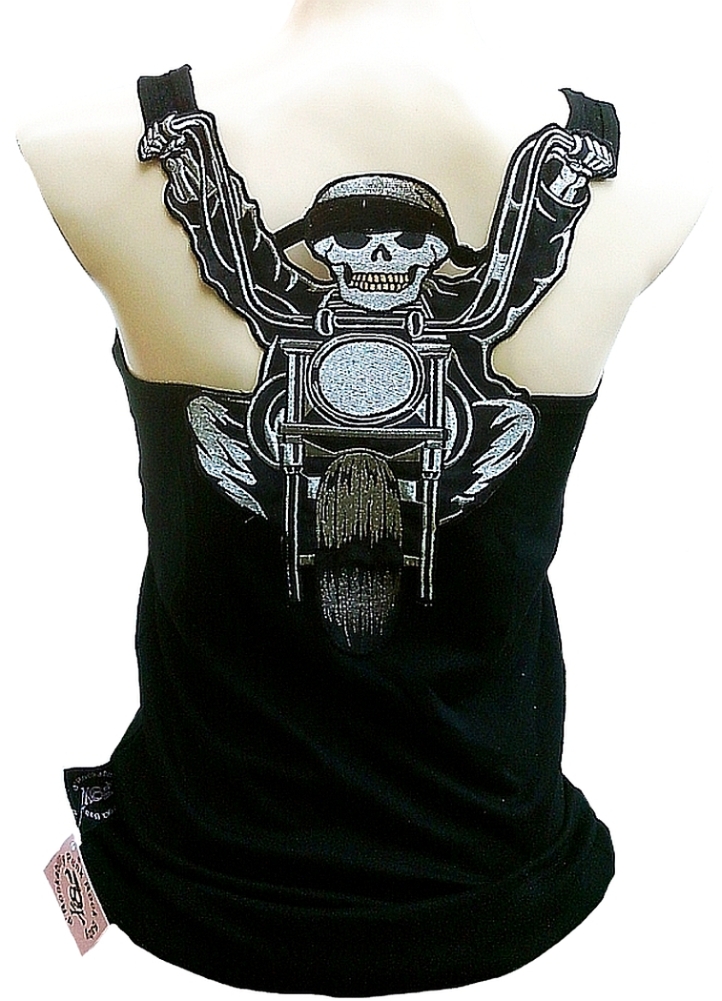 Rockabilly Punk Rock Baby Woman Black Tank Top Shirt Harley Biker Skull