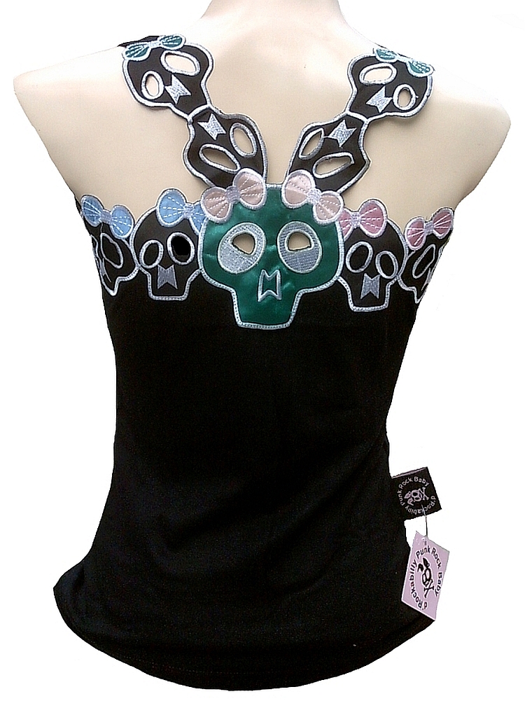 Rockabilly Punk Rock Baby Woman Tank Top Shirt Cute Rockabella Skull Girls
