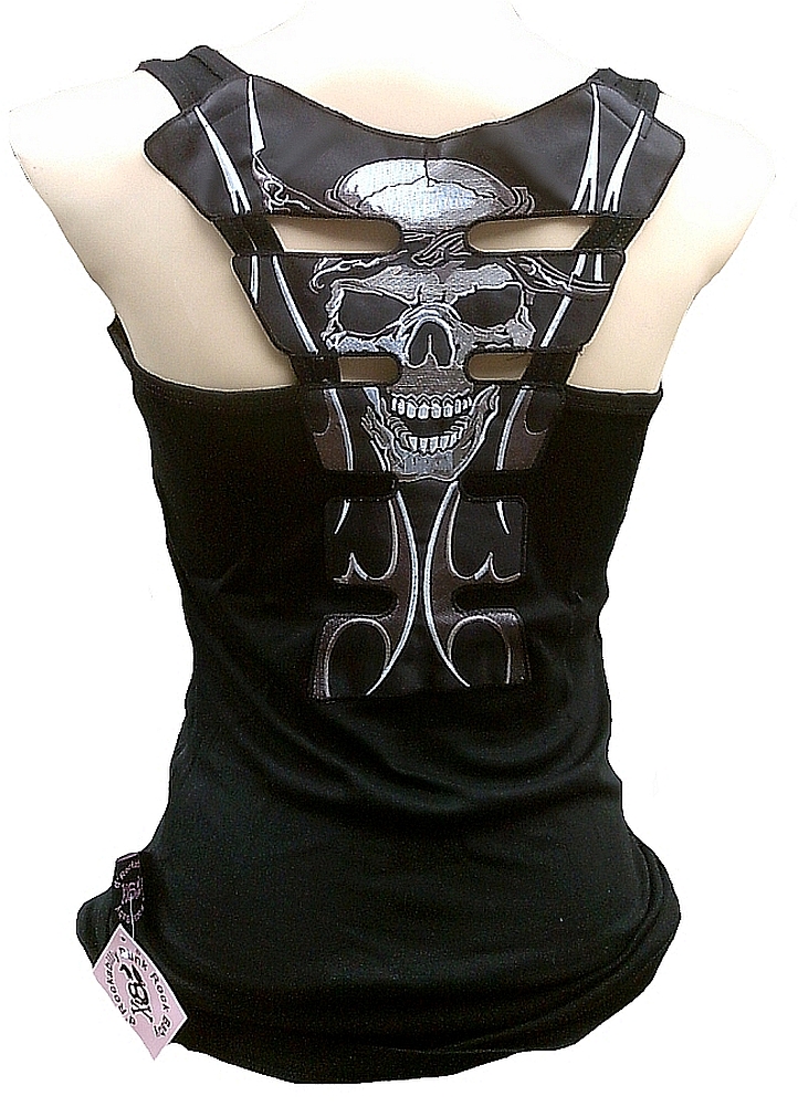 Rockabilly Punk Rock Baby Woman Black Tank Top Shirt Dark Gothic RIP Skull